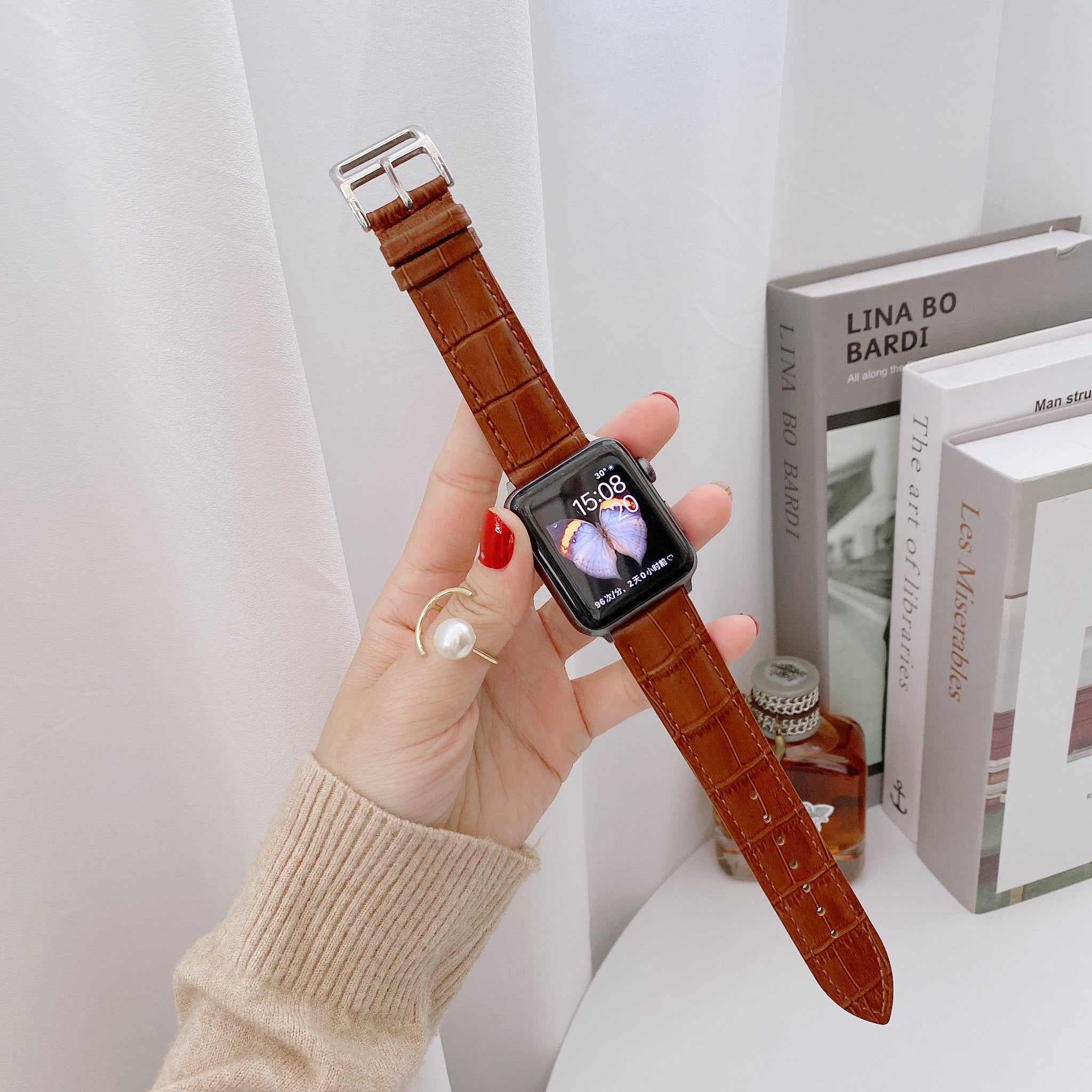 Luxury Crocodile Pattern Leather Apple Watch Bands for iWatch All Series