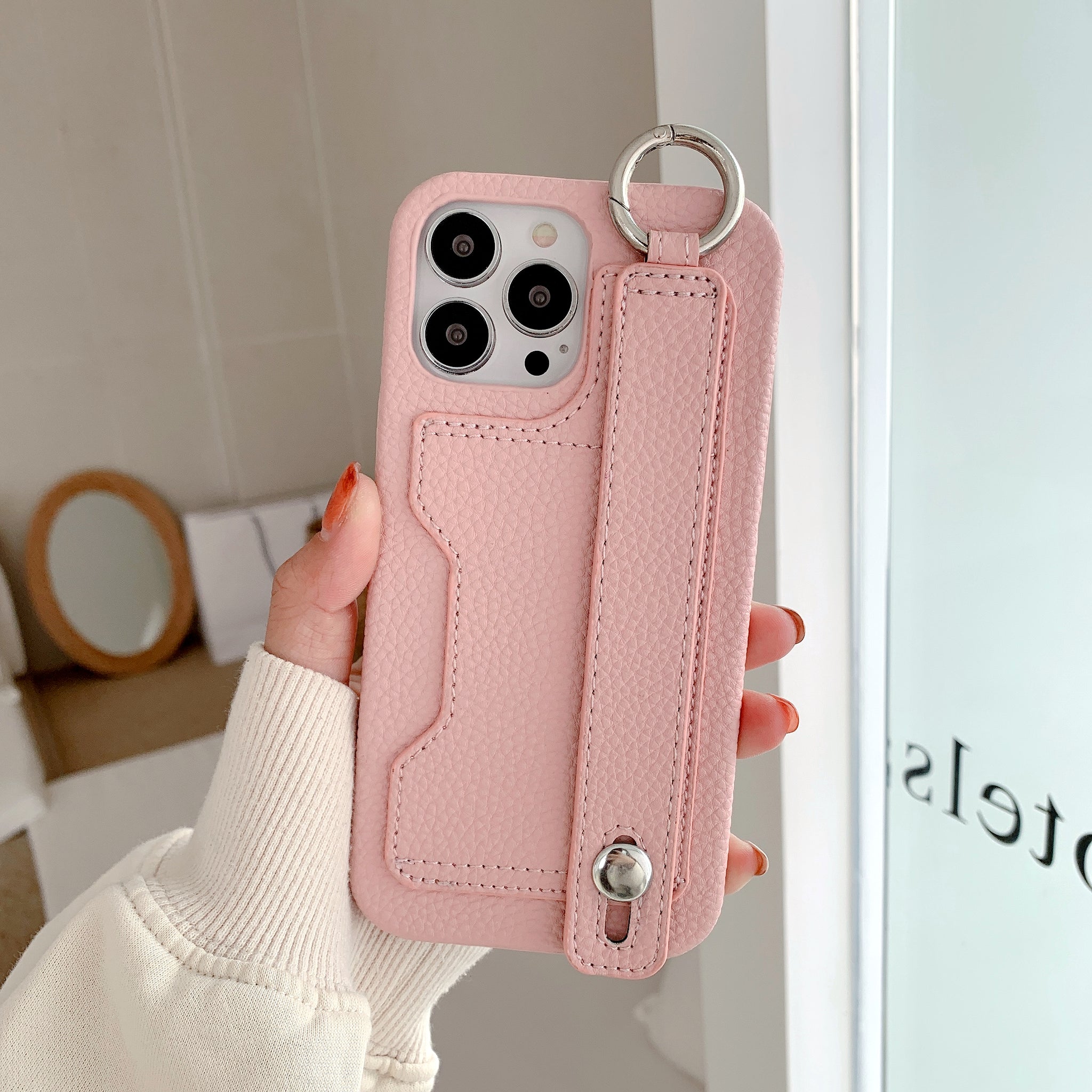 Luxury Leather Strap Cases with Card Holder for iPhone Series 14 13 12 11