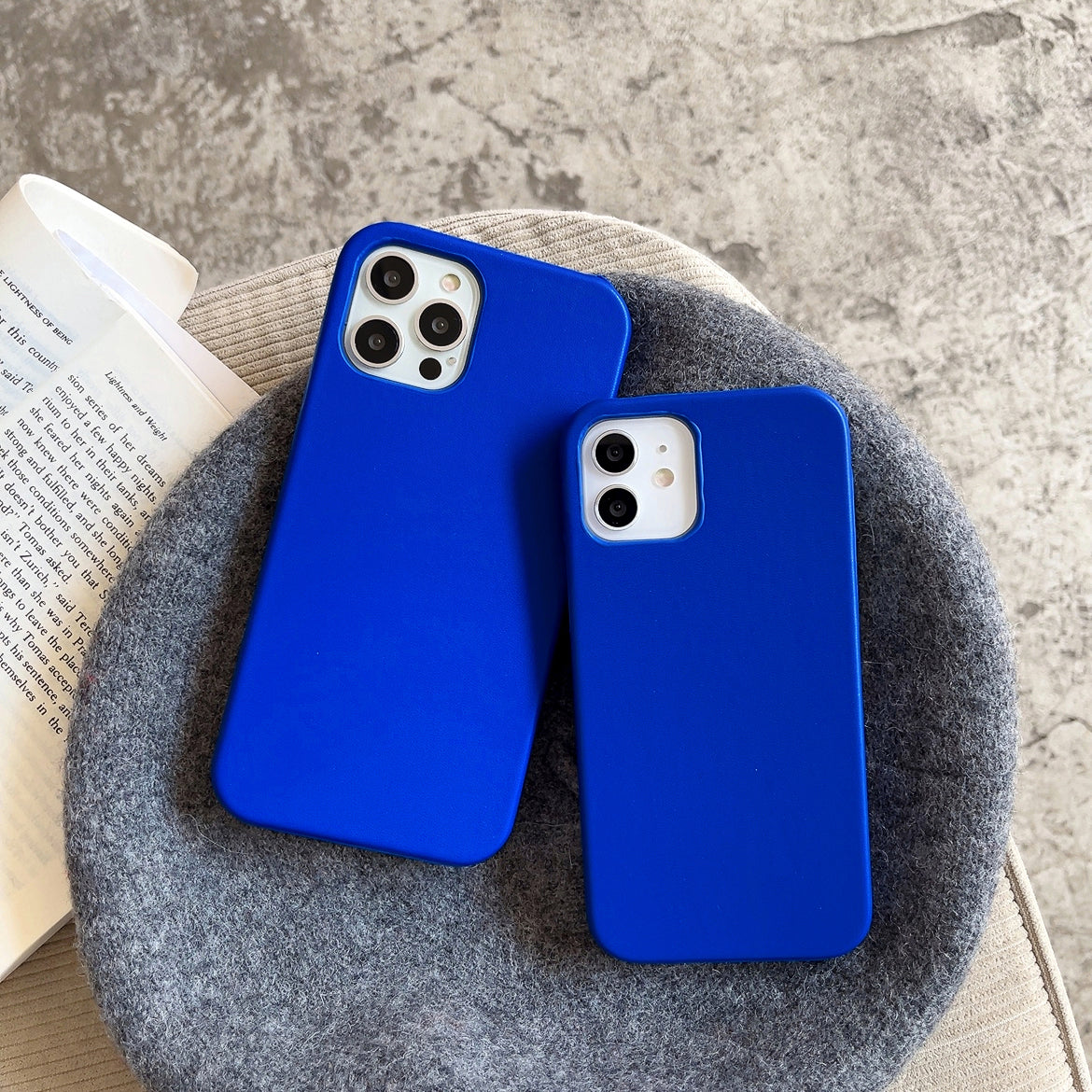 Deep Blue Leather iPhone Cases for Series 14 13 12 11 X Xs XR Pro Max 8 7 Plus
