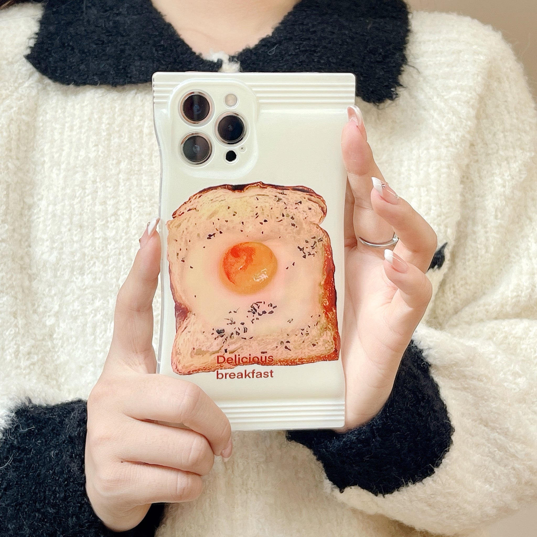 Cute Toast Bread Pattern Cases for iPhone Series 14 13 12 11 X Xs XR Pro Max