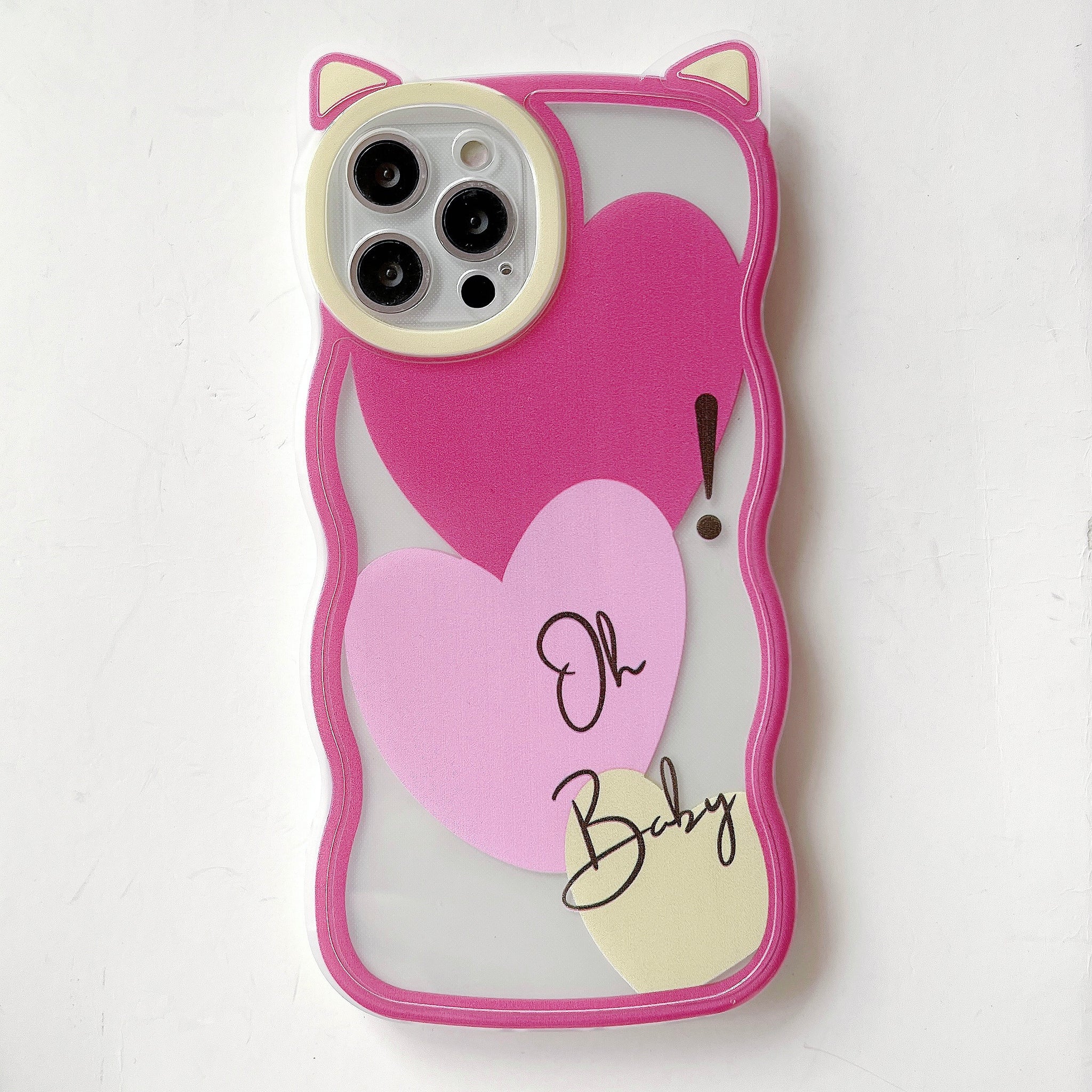 Cute Heart Pattern with Kitty Ears iPhone Case for Series14 13 12 11 Pro Max X Xs