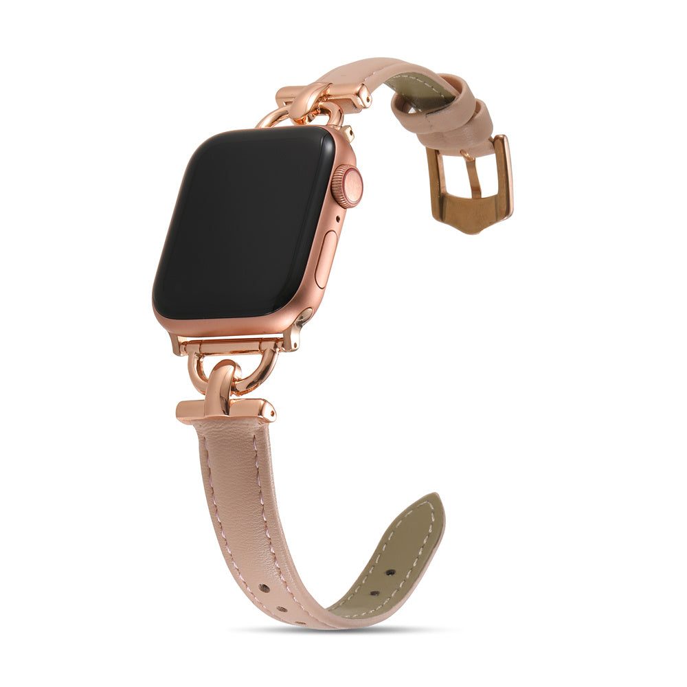 Luxury Leather with Rose Gold Buckle Apple Watch Bands for iWatch All Series