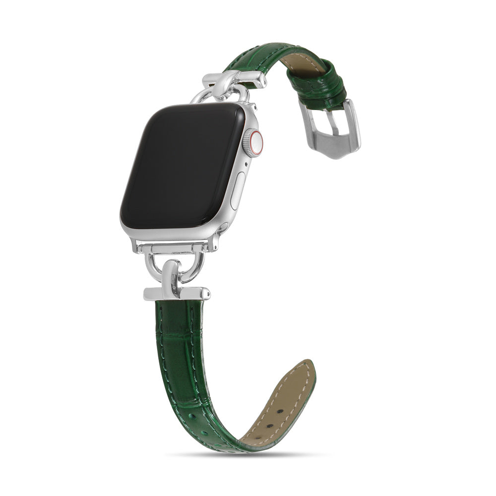 Luxury Lizard Pattern Leather with Silver Buckle Apple Watch Bands for iWatch All Series