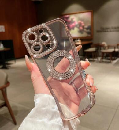 Luxury Rhinestone Electroplated Transparent Case For iPhone 11 12 13 14 Pro Max