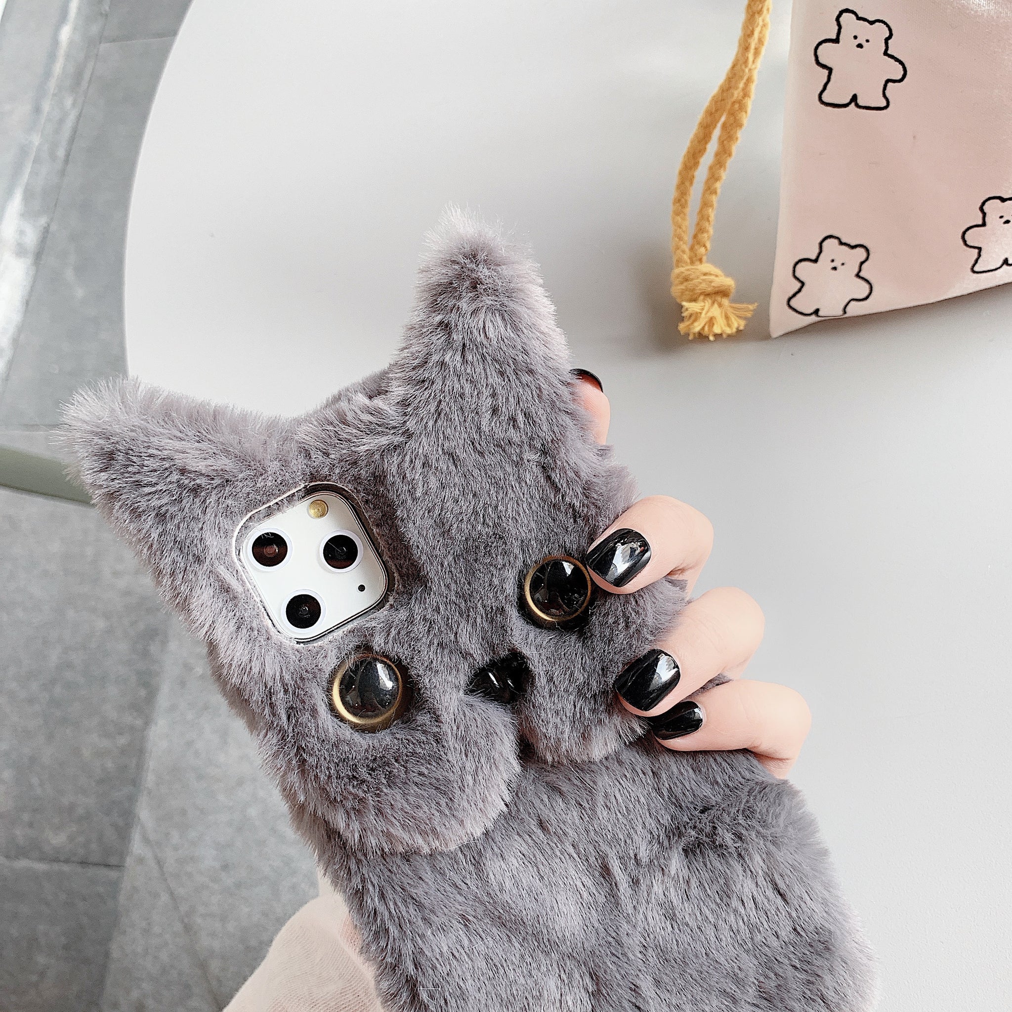 Cute Cat Plush iPhone Cases for Series 14 13 12 11 X Xs Pro Max