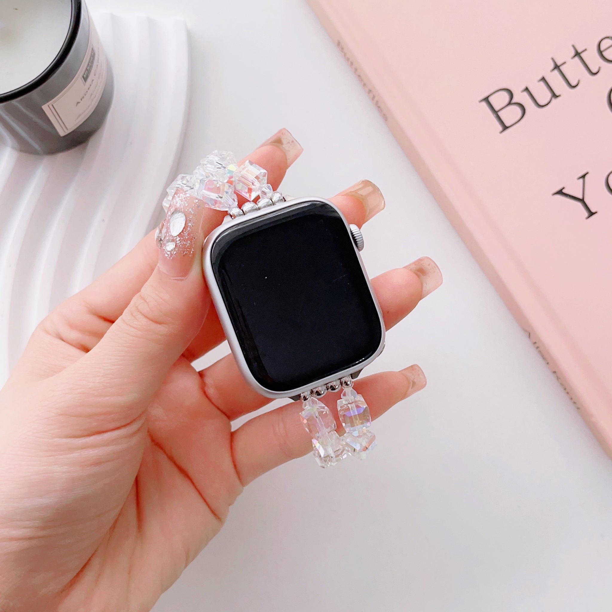 Crystal Cube Beads Charm Bracelet Apple Watch Bands for iWatch All Series