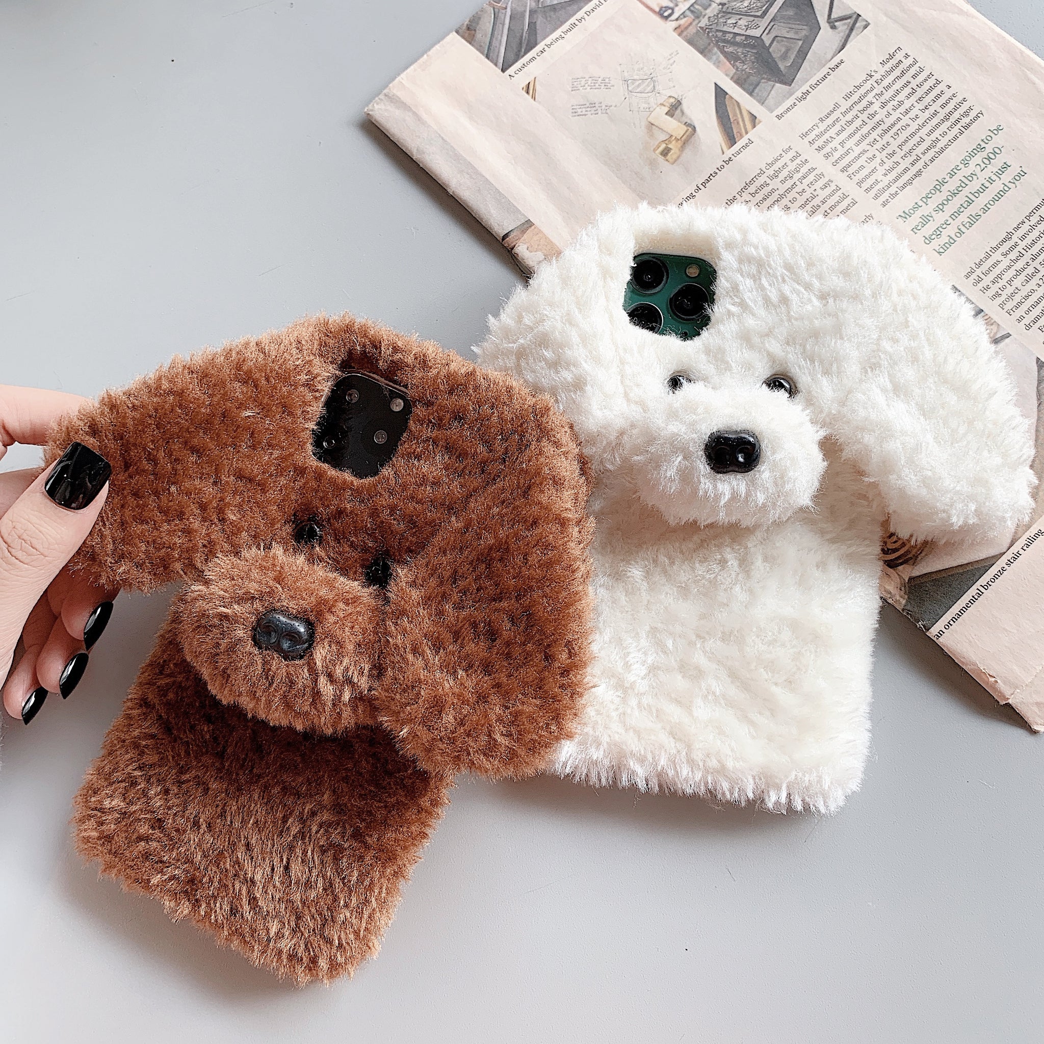 Cute Teddy Dog Plush iPhone Cases for Series 14 13 12 11 Pro Max X Xs XR
