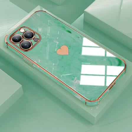 Luxury Love Heart Marble Phone Case for iPhone 11 12 13 Pro Max