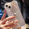3D Luxury Glitter Diamond Bowknot Love Heart Transparent Soft Case For iPhone 14 13 12 11 Pro XS