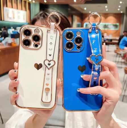 Love Heart Wrist Strap Case For iPhone 11 Pro X Xs XR Max 7 8 Plus