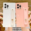 Soft Wrist Strap Candy Phone Case For iPhone 12 11 13 Pro Max Square Bumper Back Cover