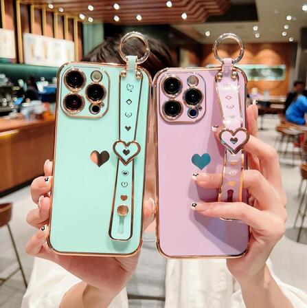 Love Heart Wrist Strap Case For iPhone 11 Pro X Xs XR Max 7 8 Plus