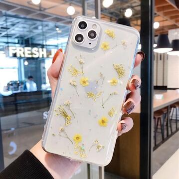 Dry Flower Transparent Phone Case For iphone 11 12 Pro Max Mini Soft Shockproof Cases Cover