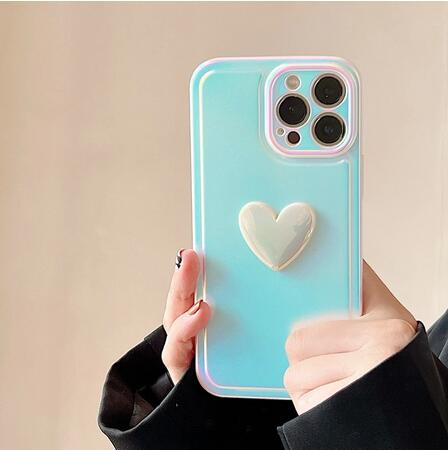 Luxury Soft Laser Love Heart Phone Case For iPhone 11 12 13 14 Pro Max Plus