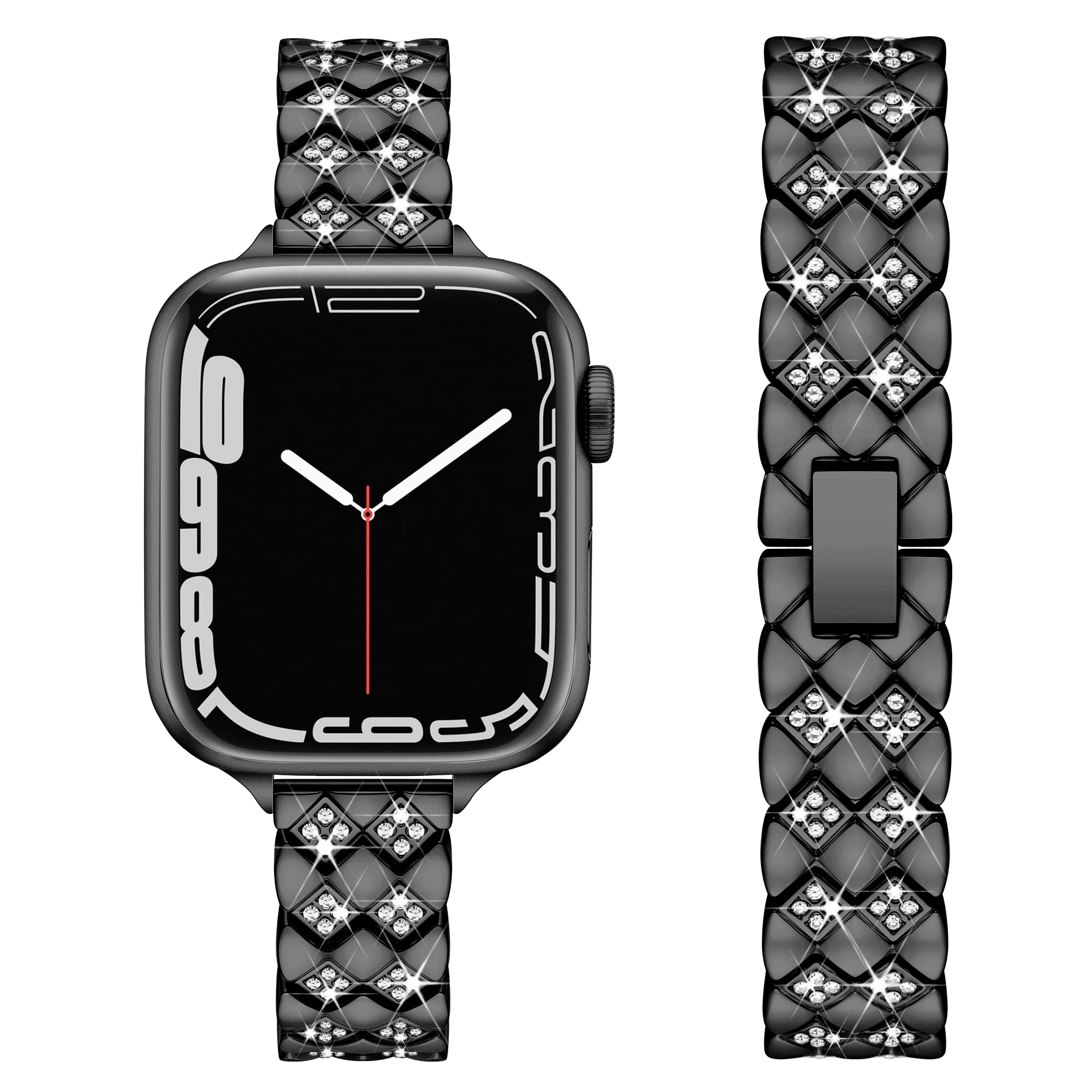 Luxury Grid Style Stainless Steel Bracelet with Rhinestones iWatch Bands for All Series