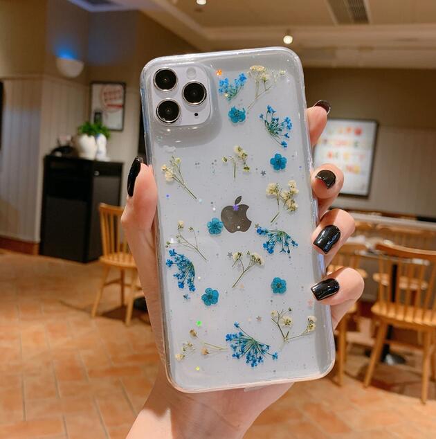 Dry Flower Transparent Phone Case For iphone XS X XR 7 8 plus Pro Max SE 2020 Soft Shockproof Cases Cover