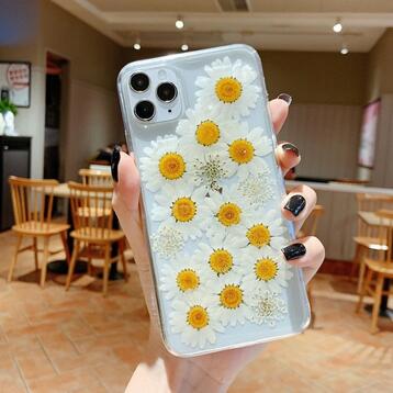 Dry Flower Transparent Phone Case For iphone 13 14 mini Pro & Max Soft Shockproof Cases Cover