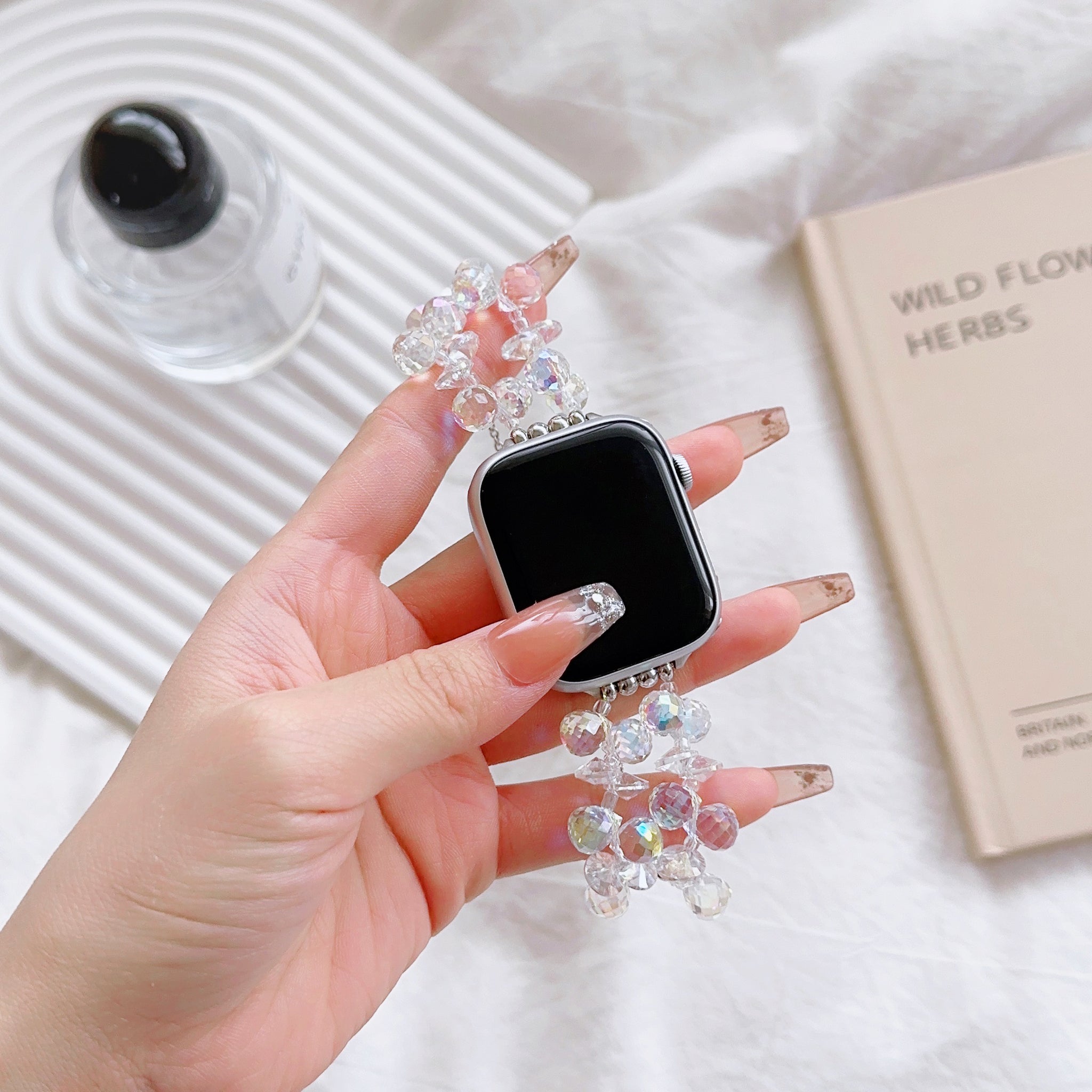 Luxury Crystal Bead Charm Bracelet Apple Watch Bands for iWatch All Series