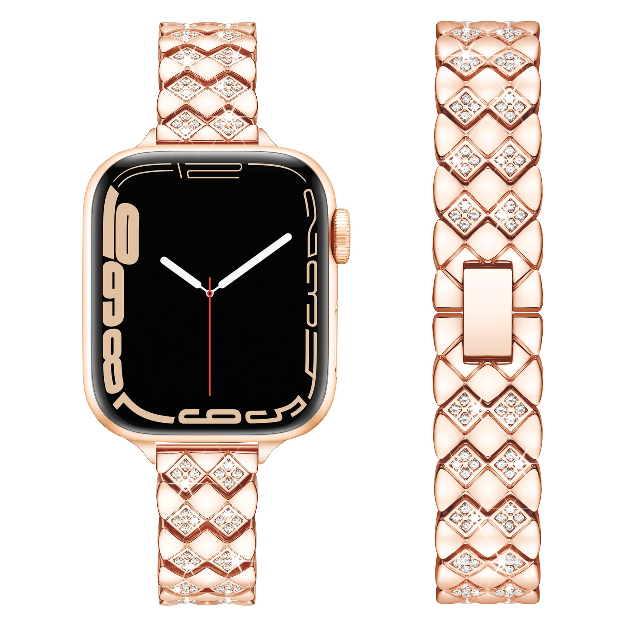 Luxury Grid Style Stainless Steel Bracelet with Rhinestones iWatch Bands for All Series