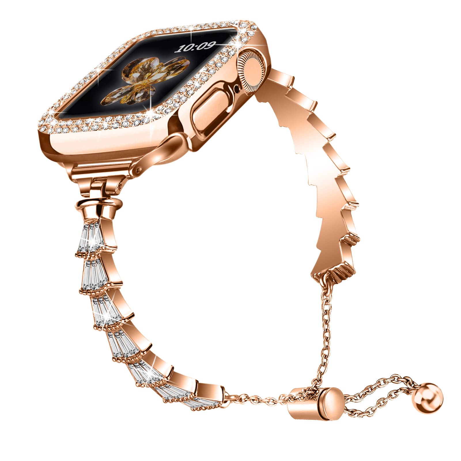 Sparkling Rhinestones Jewelry Bracelet with Case iWatch Bands for Apple Watch All Series