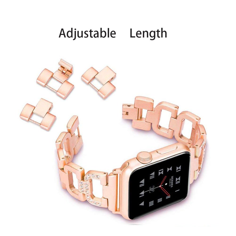 Luxury Stainless Steel Chain Bracelet Band with Rhinestones for Apple Watch All Series
