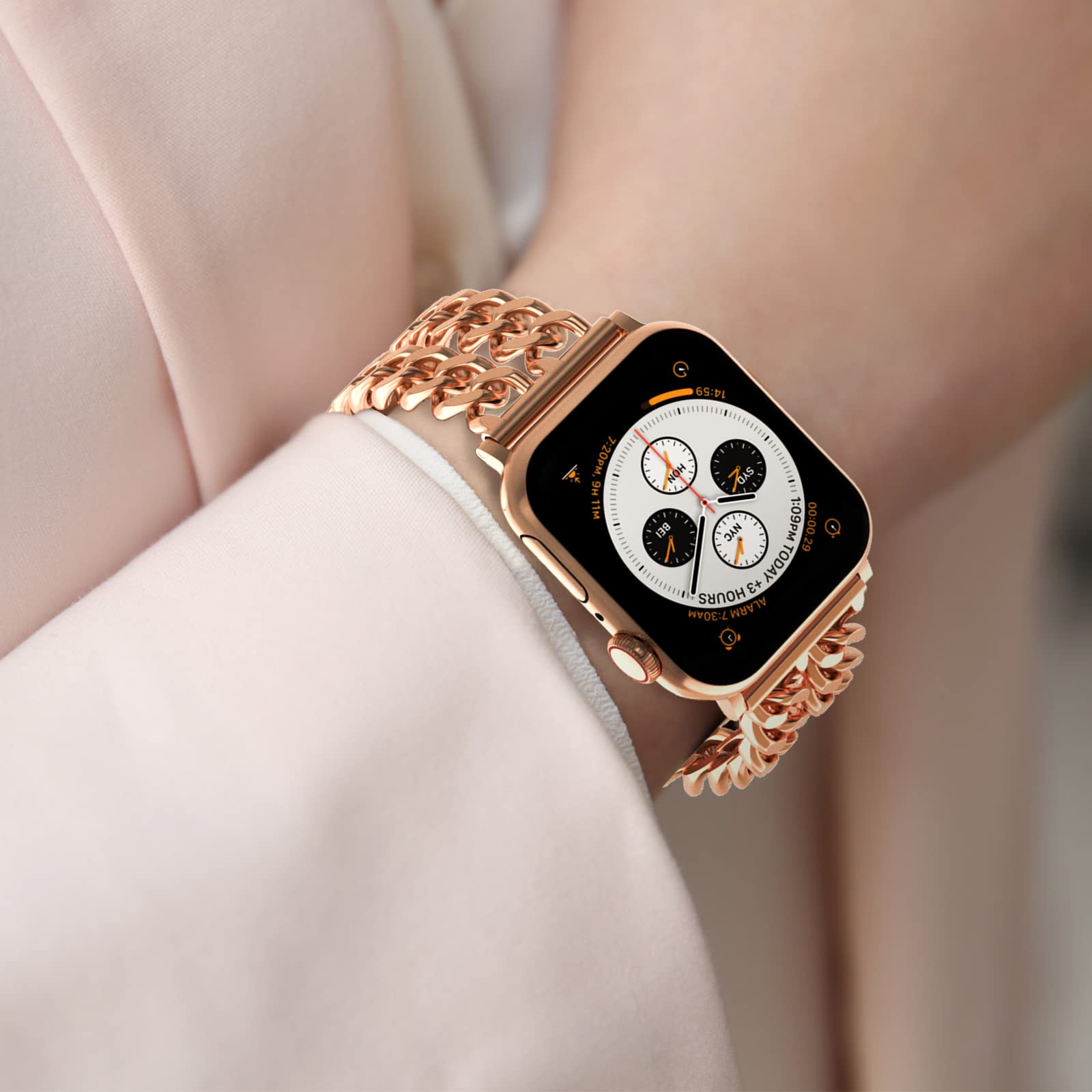 Luxury Double Chain Linked Style Apple Watch Bands for iWatch All Series