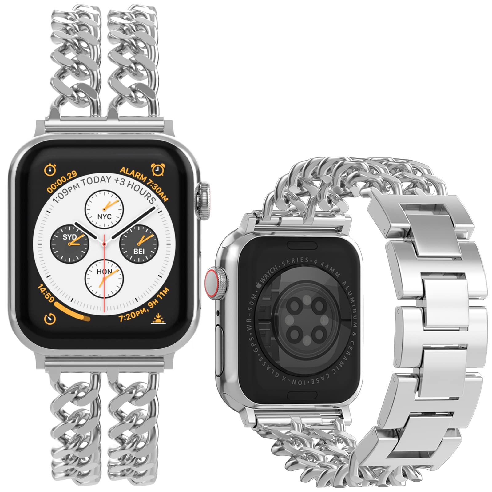 Luxury Double Chain Linked Style Apple Watch Bands for iWatch All Series
