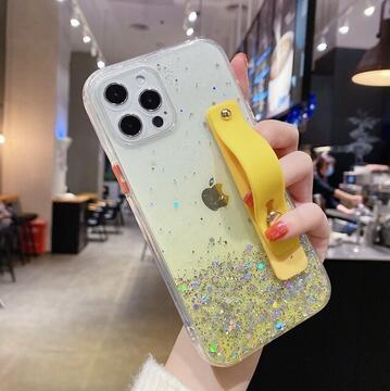 Soft Wrist Strap Glitter Phone Case For iPhone 12 11 13 Pro Max X XR XS 7 8 Plus